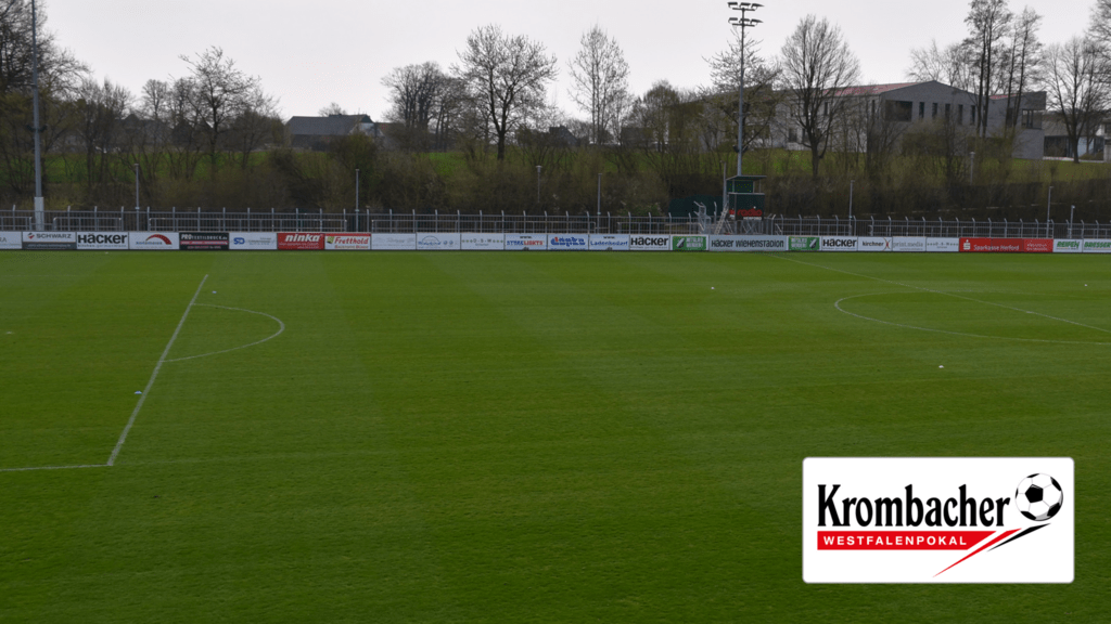 Häcker Wiehenstadion mit Logo Krombacher Westfalenpokal